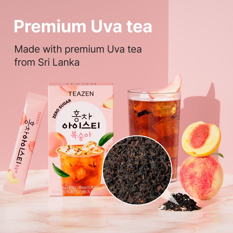 Teazen Summer Peach Iced Tea, Sugar Free, Uva Black Tea, Hydration Drink Mix, 10 Sticks, 1.76oz - Image 5