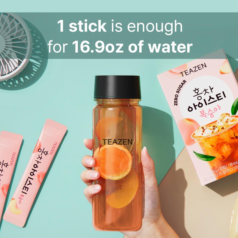 Teazen Summer Peach Iced Tea, Sugar Free, Uva Black Tea, Hydration Drink Mix, 10 Sticks, 1.76oz - Image 4
