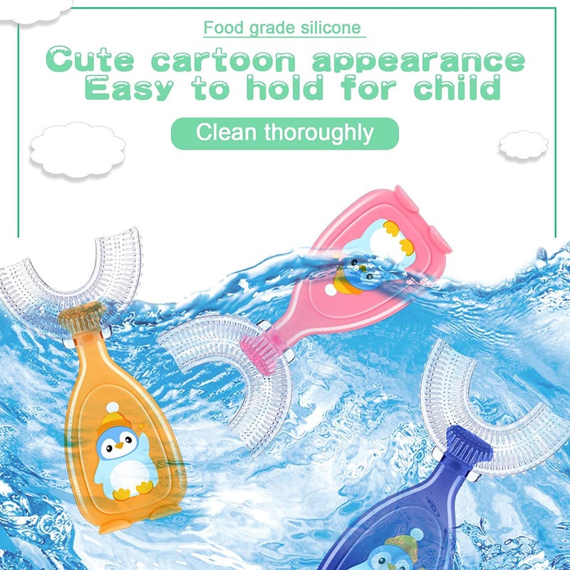tekme U Shaped Toothbrush For Kids, Food Grade Soft Silicone Brush Head, 360? Oral Teeth Cleaning Tools, Children Infant U Shape Toothbrush (2-6 Years|Pack Of 2), Manual, Multicolor - Image 5