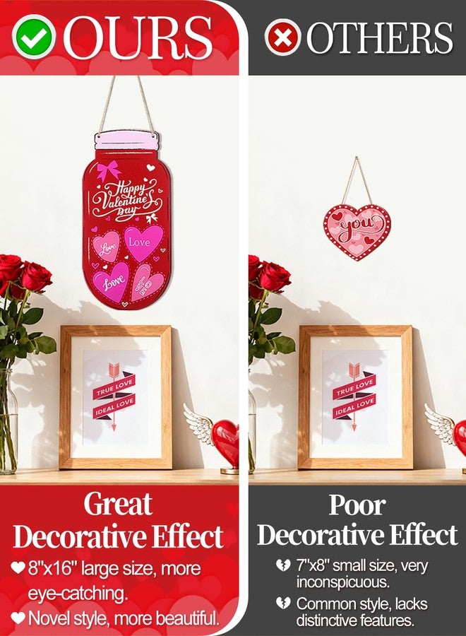 Bigmeta Wooden Hanging Sign for Valentines Day Decorations - Valentine Door Wall Decor - Image 2