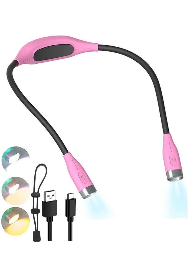 AOLION LED Neck Reading Light, Book Light for Reading in Bed, 3 Colors & 3 Brightness Adjustable, Rechargeable & Long Lasting, Perfect  for Reading, Camping, Repairing, Knitting at Nigh（Black/Pink） - Image 1