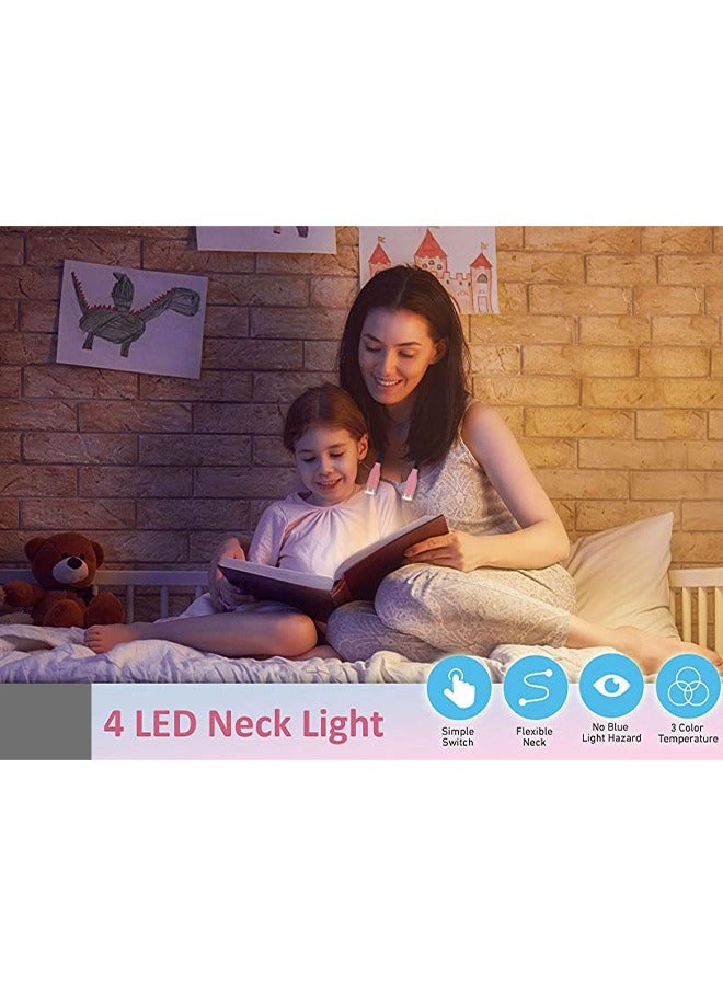 AOLION LED Neck Reading Light, Book Light for Reading in Bed, 3 Colors & 3 Brightness Adjustable, Rechargeable & Long Lasting, Perfect  for Reading, Camping, Repairing, Knitting at Nigh（Black/Pink） - Image 5