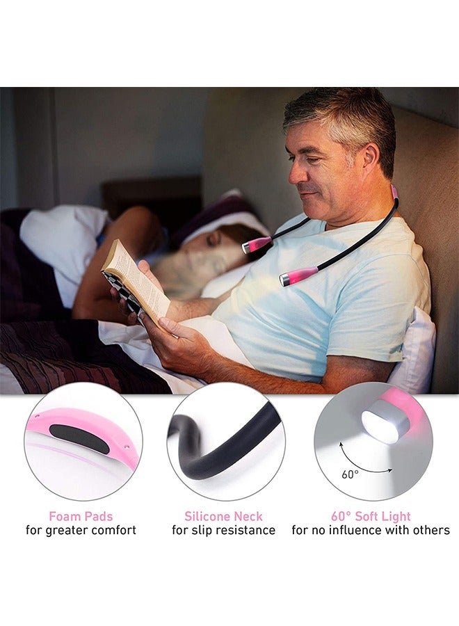 AOLION LED Neck Reading Light, Book Light for Reading in Bed, 3 Colors & 3 Brightness Adjustable, Rechargeable & Long Lasting, Perfect  for Reading, Camping, Repairing, Knitting at Nigh（Black/Pink） - Image 4