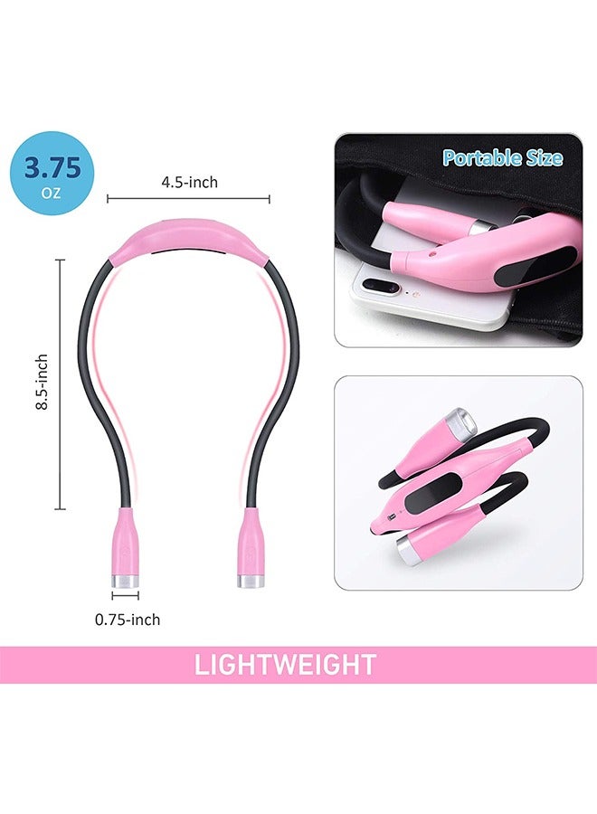 AOLION LED Neck Reading Light, Book Light for Reading in Bed, 3 Colors & 3 Brightness Adjustable, Rechargeable & Long Lasting, Perfect  for Reading, Camping, Repairing, Knitting at Nigh（Black/Pink） - Image 2