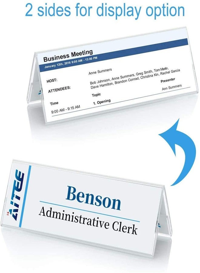 MS ENTERPRISE Clear Acrylic 2-Sided Display Option V-Shaped Desk Name Plate for Name Plate Display for Business Conference, Reusable Table Place-Cards Holders, Size: 10'' x 2'' inch (Pack of 6) - Image 5