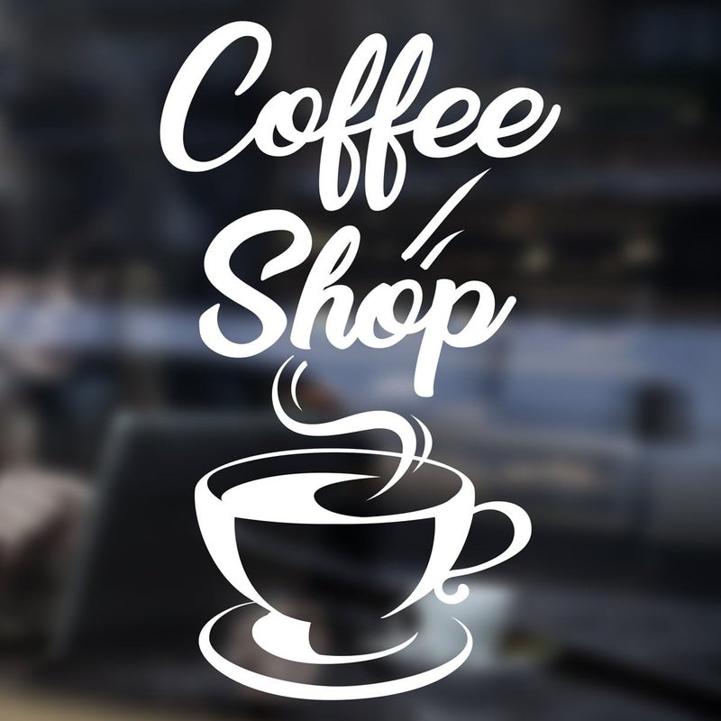 Coffee Takeaway Cup Cafe Shop Vinyl Sticker Window Lettering Wall Art Sign Decor