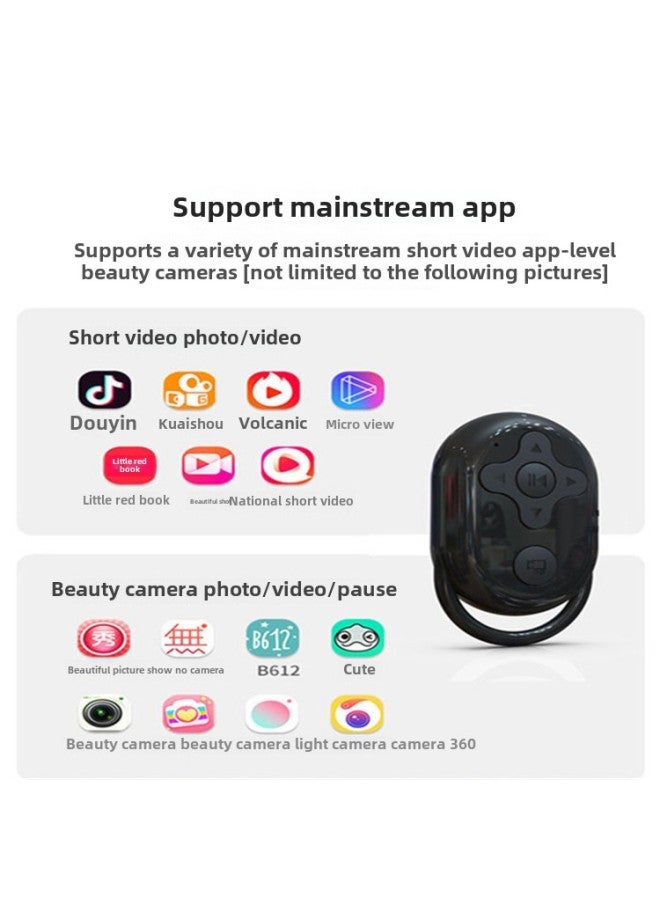 Shake Voice Remote Controller Mobile Phone Bluetooth Selfie Novel Page Turning Controller Android Universal Lazy Praise Recording Video-Color:Black