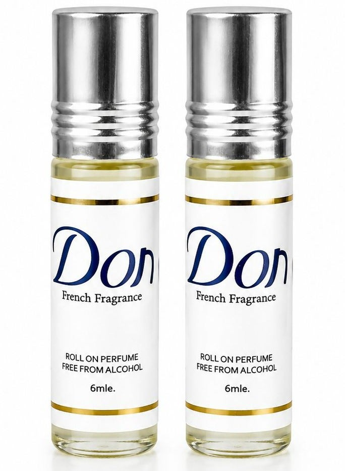 دون قطعتين من عطر ريفاس دون الفرنسي رول أون خالي من الكحول أبيض 6X2 مل - Image 1