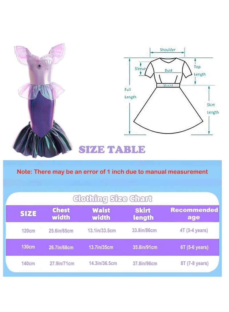 General Mermaid Dress for Girls - Little Mermaid Princess Costume Party Dress, with Princess Jewelry Crown Set for Girls 3-4 Birthday Gift Stage Show Festival Dress Up  - Image 2