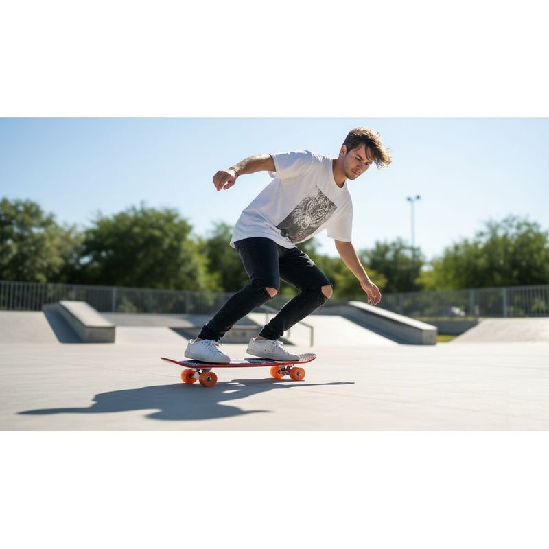 Dream Land Angry Tiger Black Themed Skateboard with Orange Wheels - 213 - Image 2