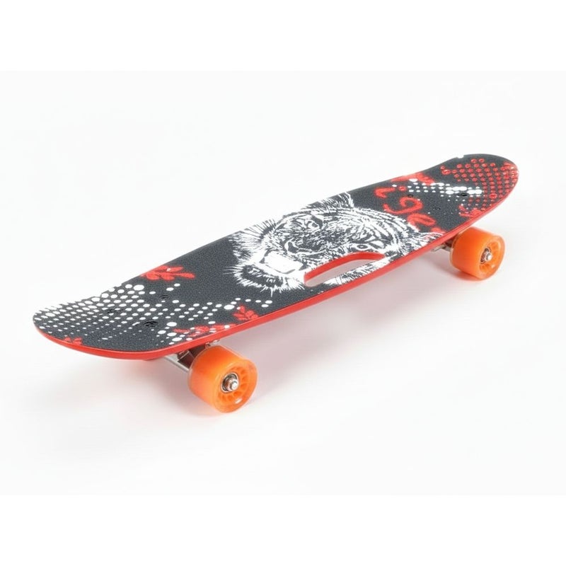 Dream Land Angry Tiger Black Themed Skateboard with Orange Wheels - 213 - Image 1