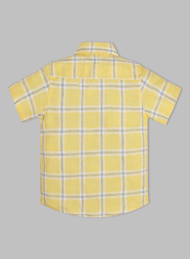 Infinity Kids Yellow Checked Short Sleeves Shirt - Image 3