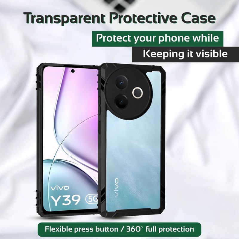 AIBEX Crystal Clear Back Cover Case for Vivo Y39 5G | 360 Degree Protection | Shock Proof Design | Transparent Back Case for Vivo Y39 5G | (PC & TPU,Bumper) - Image 4