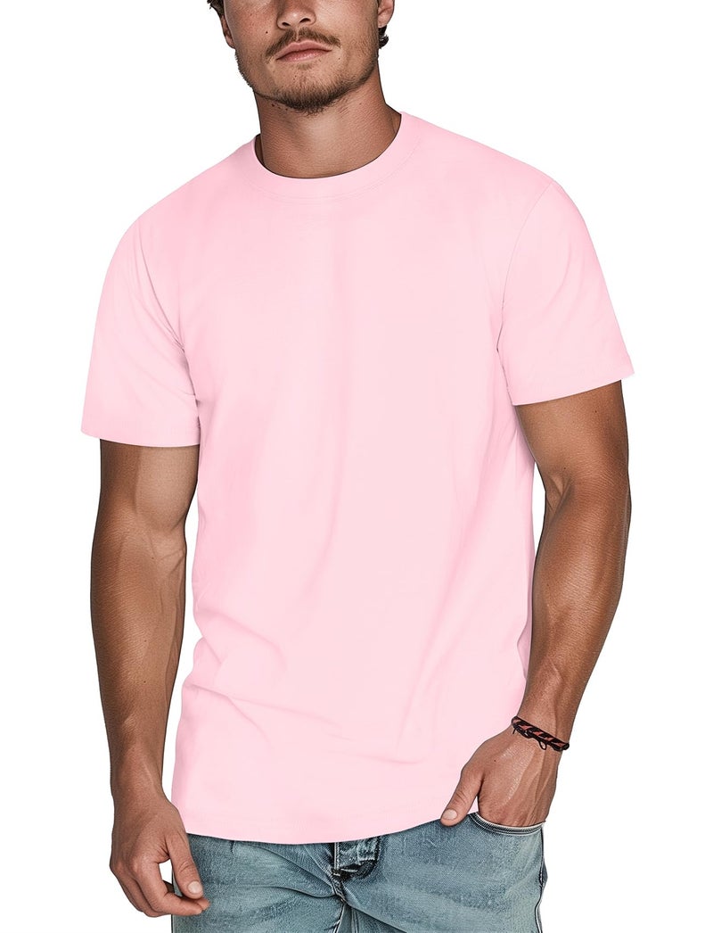 Zengjo Mens Plain T Shirts Soft(Light Pink,M) - Image 1