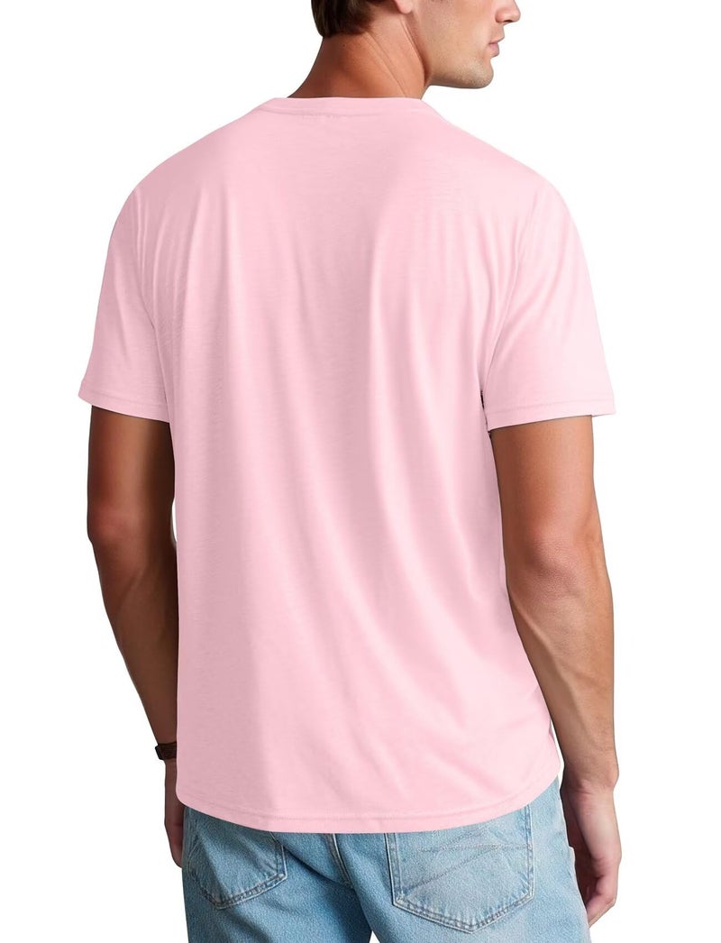 Zengjo Mens Plain T Shirts Soft(Light Pink,M) - Image 3