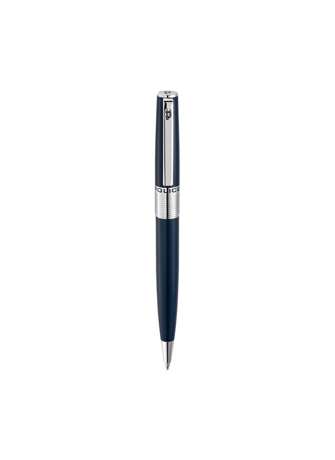 بوليس POLICE Serif Stainless Steel Extra Fine Drill Ballpoint Pen (PEACP2000309, Blue)