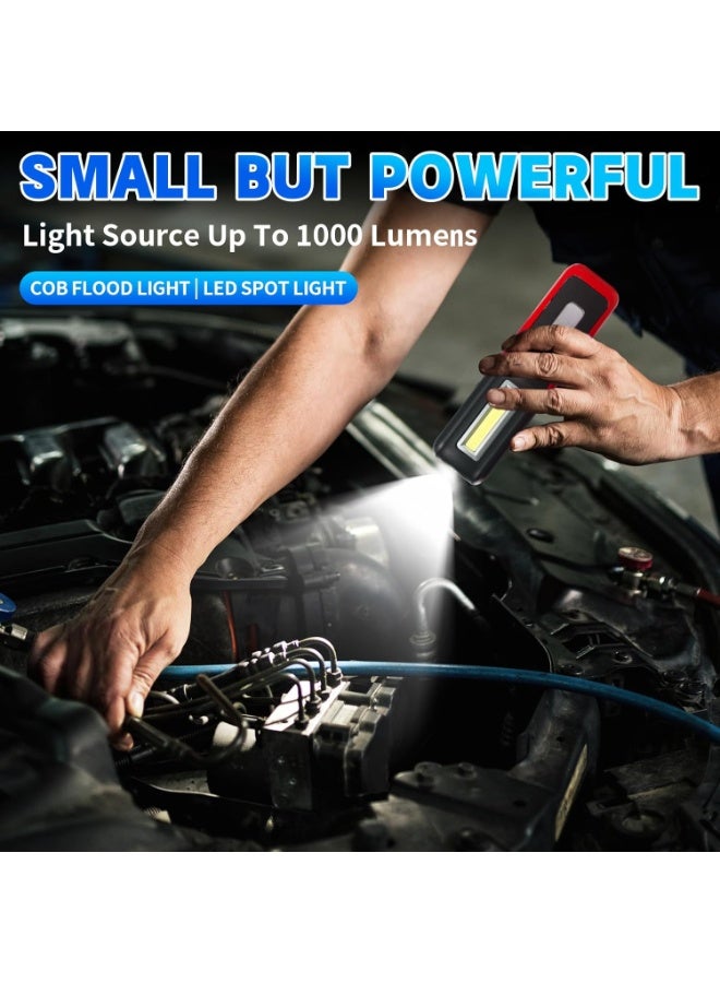 Work Light, Rechargeable LED Flashlight With Magnetic Base, Portable Task Inspection Lights Lamp, Lightweight Super Bright Torch For Indoor Outdoor, (2pcs, Red) - Image 4