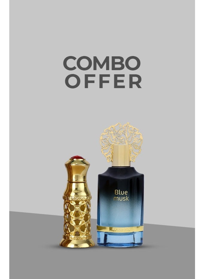 Special Fragrance Combo for Men & Women – Blue Musk EDP 55ml & Musk Safi Attar 6ml – Pack of 2