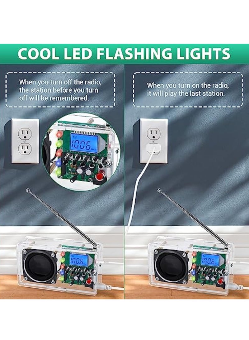 Soldering Project Radio, FM Radio Kit, Radio Assembly Kit, with LED Flashing Light, DIY Radio Kit with Headphone Jack LCD Display, Soldering Practice Kit FM 76-108MHz, Learning Teaching STEM Education  - Image 5