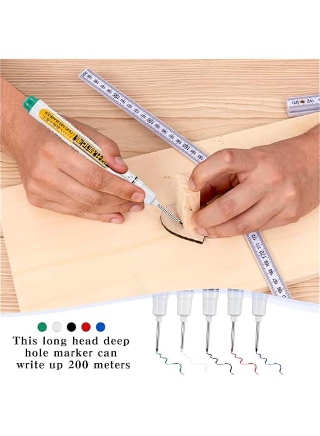 Generic 10PCS Long Head Deep Hole Marker, Permanent Markers Carpenter Ink Marker Pens 20mm Long Deep Nib Markers Waterproof Quick Dry Colorful Construction Markers for Bathroom Woodworking  - Image 5