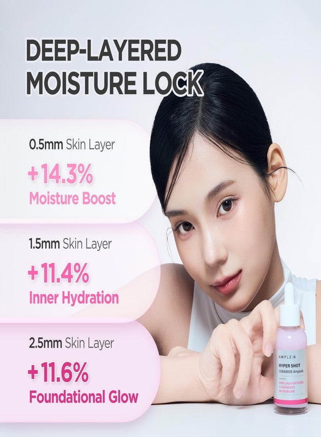 كوريانا أمبولة AMPLE:N Hyper Shot Ceramide - سيروم الوجه الكوري للبشرة الجافة والمتضررة - إصلاح حاجز البشرة، ترطيب لمدة 100 ساعة مع مركب سيراميد بتركيز 50000 جزء في المليون، نياسيناميد، وبيتا جلوكان، 2.7 أونصة سائلة. - Image 5