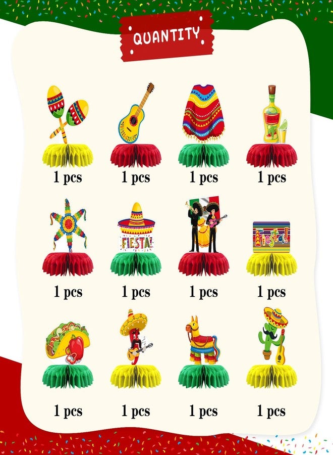 INNORU Mexican Fiesta Table Honeycomb Centerpieces, Taco Party Cinco De Mayo Taco Baby Shower Party Table Decor Birthday Wedding Party Table Decorations Fiesta Favor Photo Booth Props 12 PCS - Image 3