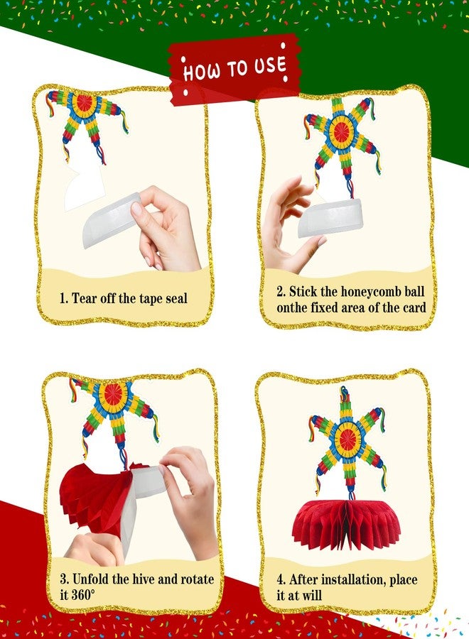 INNORU Mexican Fiesta Table Honeycomb Centerpieces, Taco Party Cinco De Mayo Taco Baby Shower Party Table Decor Birthday Wedding Party Table Decorations Fiesta Favor Photo Booth Props 12 PCS - Image 4