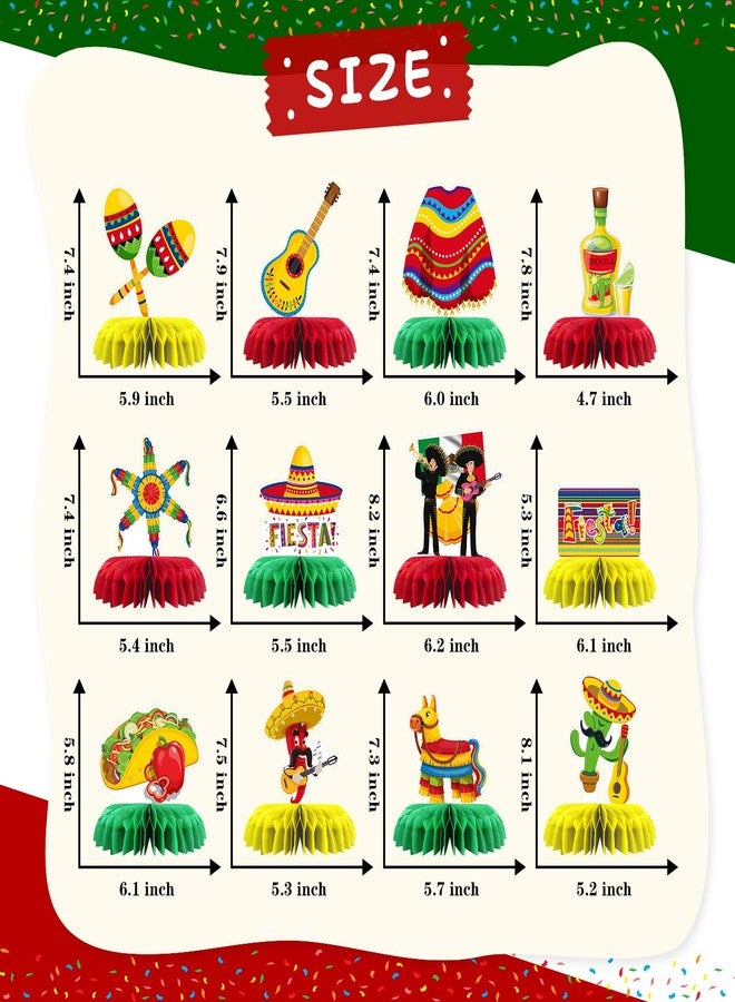 INNORU Mexican Fiesta Table Honeycomb Centerpieces, Taco Party Cinco De Mayo Taco Baby Shower Party Table Decor Birthday Wedding Party Table Decorations Fiesta Favor Photo Booth Props 12 PCS - Image 2