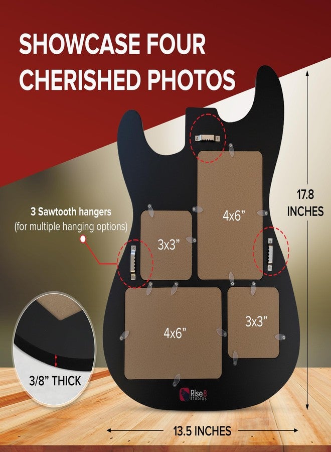 Rise8 Studios Guitar Body Shaped Music Picture Frame for 4x6 and 3x4 Photos (Black Wood Color) - Image 3