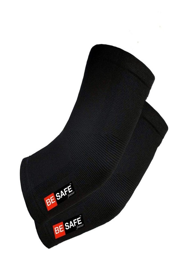 BESAFE Forever Compression Socks & Elbow Support Guard, Elbow Sleeves Band for Men & Women, Gym, Cricket, Badminton, Bikers | Pair, Black, Medium - Image 1