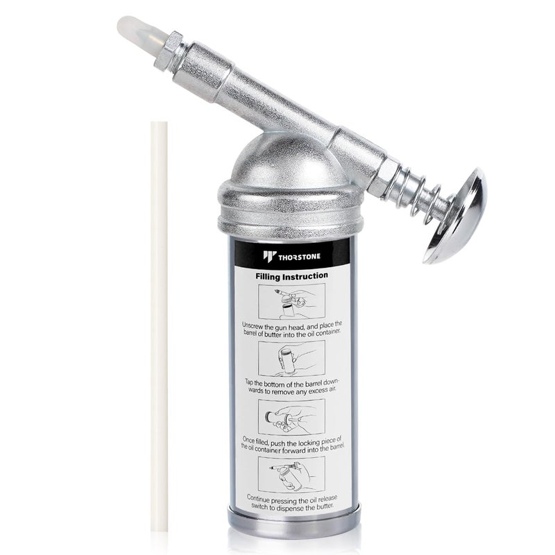 Thorstone Mini Grease Gun 3oz One Handed Operation PushType with Needle Nozzle for Lawn Mower Air Tool Bicycle - Image 3