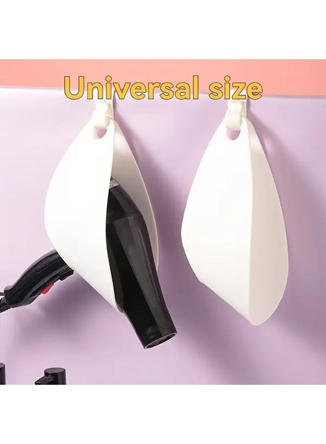White No Drill Hair Dryer Holder Space Saving Wall Mount Bathroom Organizer - Image 4