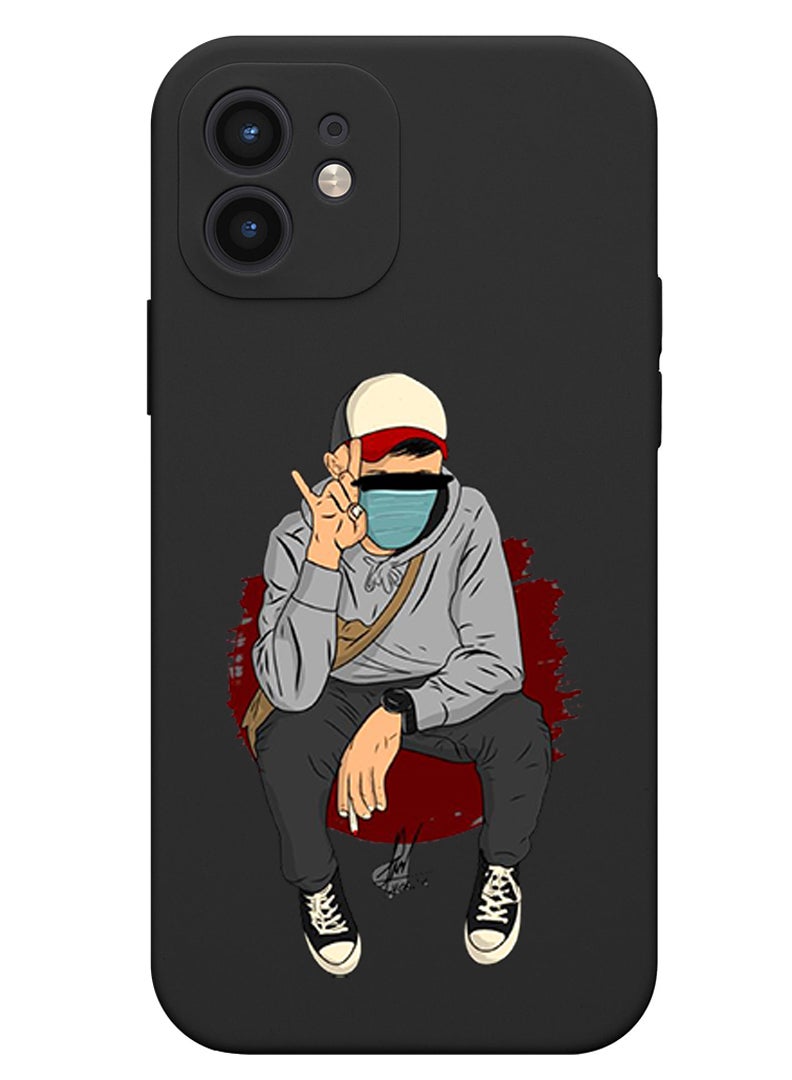 Theodor Protective Slim Fit Case Liquid Silicone Cover with Full Body Protection Anti-Scratch Shockproof Case For iPhone 12 Black  - FORZA349 Girl copy - Image 1