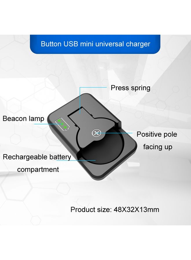بيوينتي 4.2V LIR2032/2450 on Battery Universal Charger(Black With Cable) - Image 3