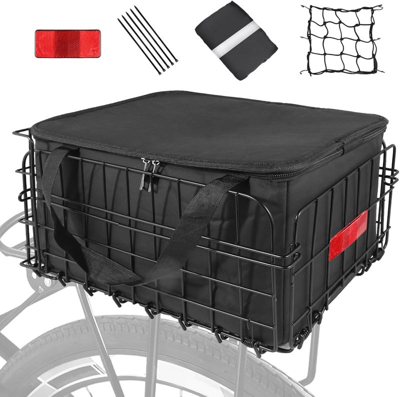 Lunies Folding Bicycle Basket with Removable Waterproof Liner Bag - Rear Bike Cargo Rack for Adults - Image 1