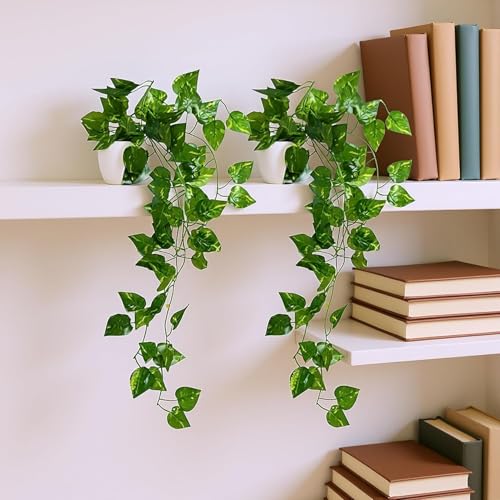 fancymart Pack of 2 Artificial Vine Plants with Small Pot (45 cm) – Natural Touch & Feel Hanging/Falling Greenery for Home & Office Décor - Image 4