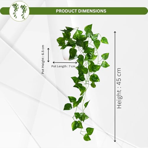 fancymart Pack of 2 Artificial Vine Plants with Small Pot (45 cm) – Natural Touch & Feel Hanging/Falling Greenery for Home & Office Décor - Image 5