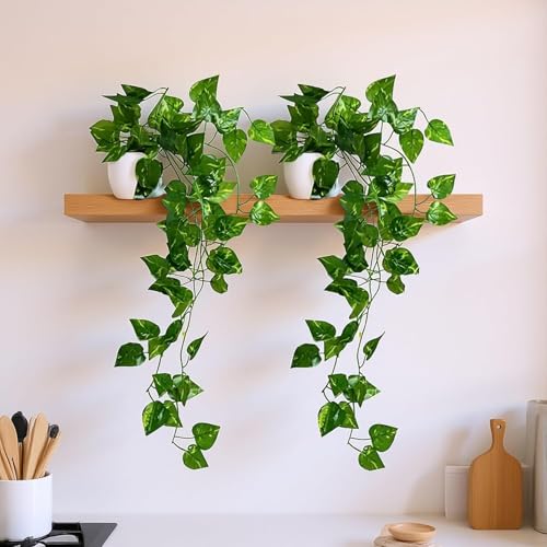 fancymart Pack of 2 Artificial Vine Plants with Small Pot (45 cm) – Natural Touch & Feel Hanging/Falling Greenery for Home & Office Décor - Image 1