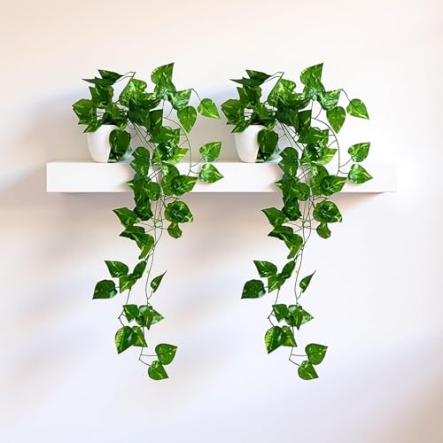 fancymart Pack of 2 Artificial Vine Plants with Small Pot (45 cm) – Natural Touch & Feel Hanging/Falling Greenery for Home & Office Décor - Image 3