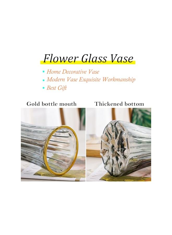 The Bros مزهرية زهور كبيرة من الزجاج الشفاف للديكور المنزلي والمكتبي، مزهرية زجاجية طويلة لطاولة الزهور لهدايا الزفاف واحتفالات الانتقال (شفافة) - Image 5