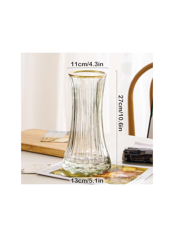 The Bros مزهرية زهور كبيرة من الزجاج الشفاف للديكور المنزلي والمكتبي، مزهرية زجاجية طويلة لطاولة الزهور لهدايا الزفاف واحتفالات الانتقال (شفافة) - Image 2