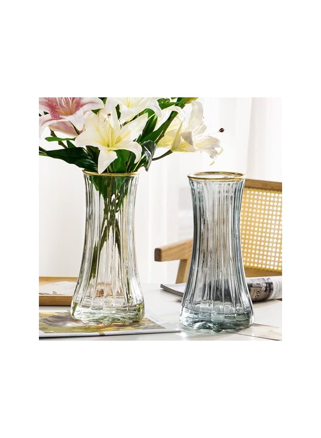 The Bros مزهرية زهور كبيرة من الزجاج الشفاف للديكور المنزلي والمكتبي، مزهرية زجاجية طويلة لطاولة الزهور لهدايا الزفاف واحتفالات الانتقال (شفافة) - Image 4