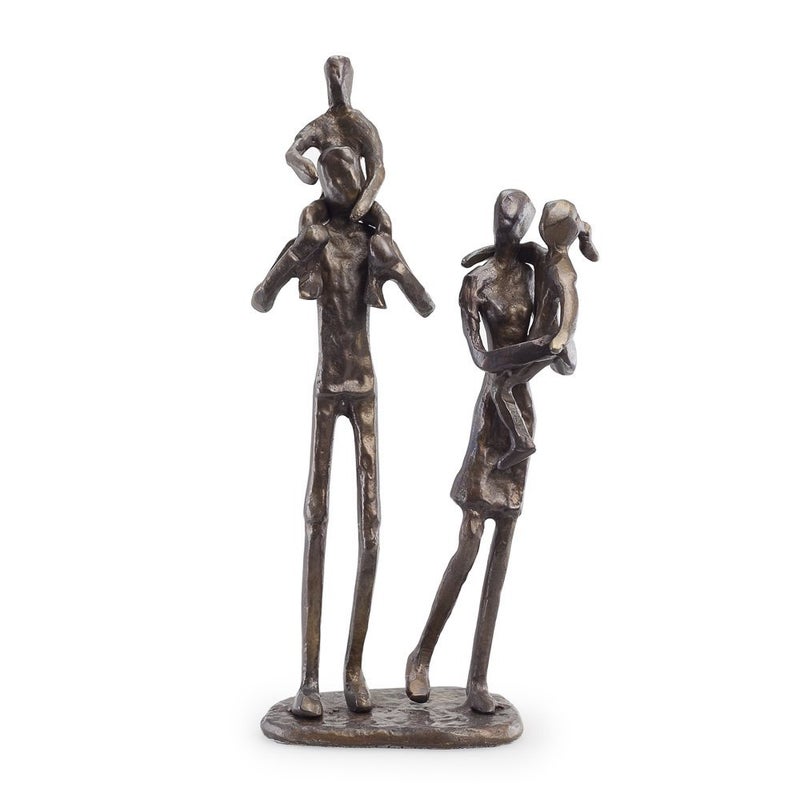 Danya B Danya B Parents Carrying Children Bronze Sculpture Contemporary Metal Shelf Dcor for Home or Office Celebrating Families Family of Four Gift for Couple with Two Children 