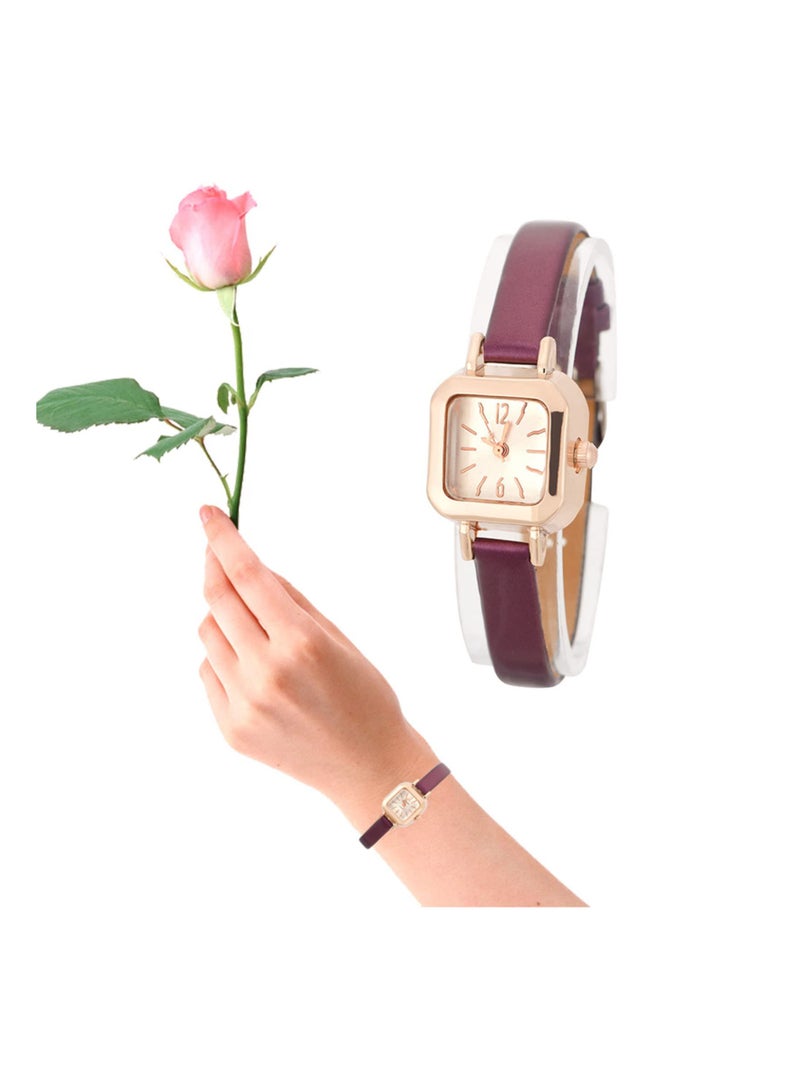 Quartz Womens Watch Female Square Small Slim Light Leather Band Band Fashion Minimalist Thin Casual Dress Analog Young Girls Gifts Wrist Watch - Image 2