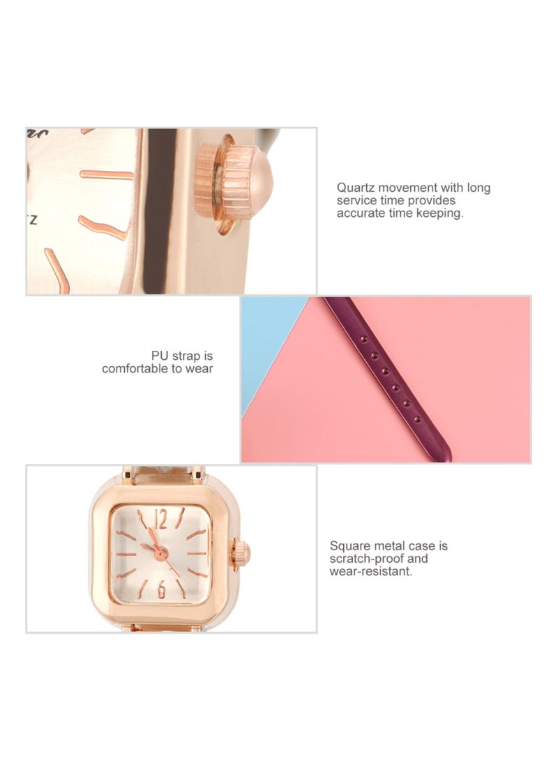 Quartz Womens Watch Female Square Small Slim Light Leather Band Band Fashion Minimalist Thin Casual Dress Analog Young Girls Gifts Wrist Watch - Image 3