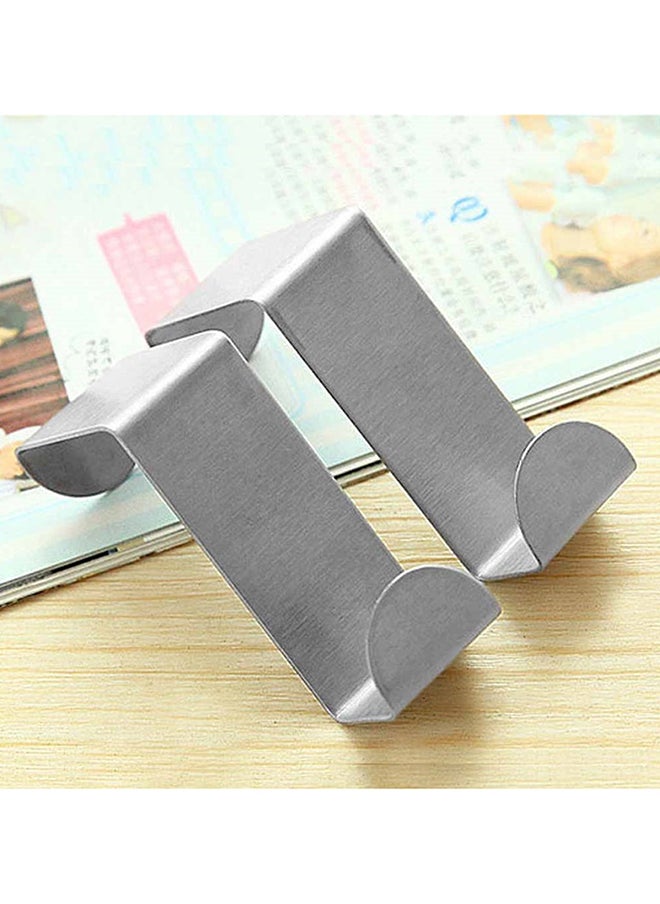 2-Piece Door Hook Set Silver 60x40mm  - Image 1