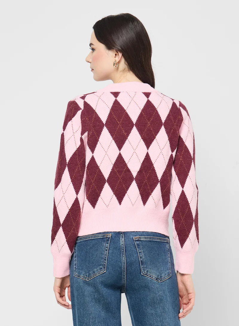 جينجر Knitted Acrylic Cardigan