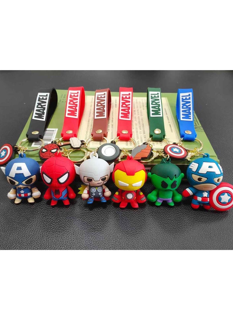 Marvel Keychain 3d Captain America Keychain Silicone With Metal Hook And Band | Avengers Keychains | Spiderman Keychain | Iron Man Keychain | Thor Keychain | Hulk Keychain For Bike , Men , Car , Boys