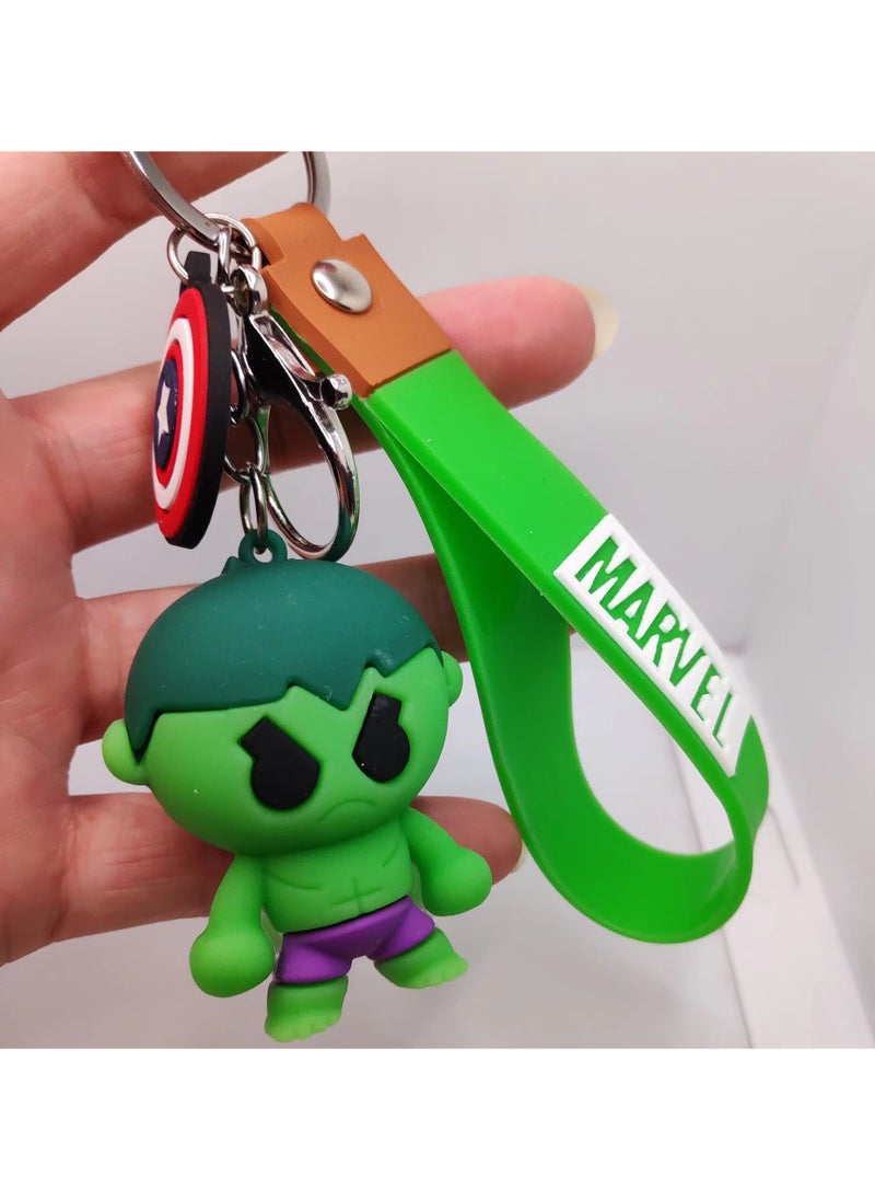 Marvel Keychain 3d Captain America Keychain Silicone With Metal Hook And Band | Avengers Keychains | Spiderman Keychain | Iron Man Keychain | Thor Keychain | Hulk Keychain For Bike , Men , Car , Boys
