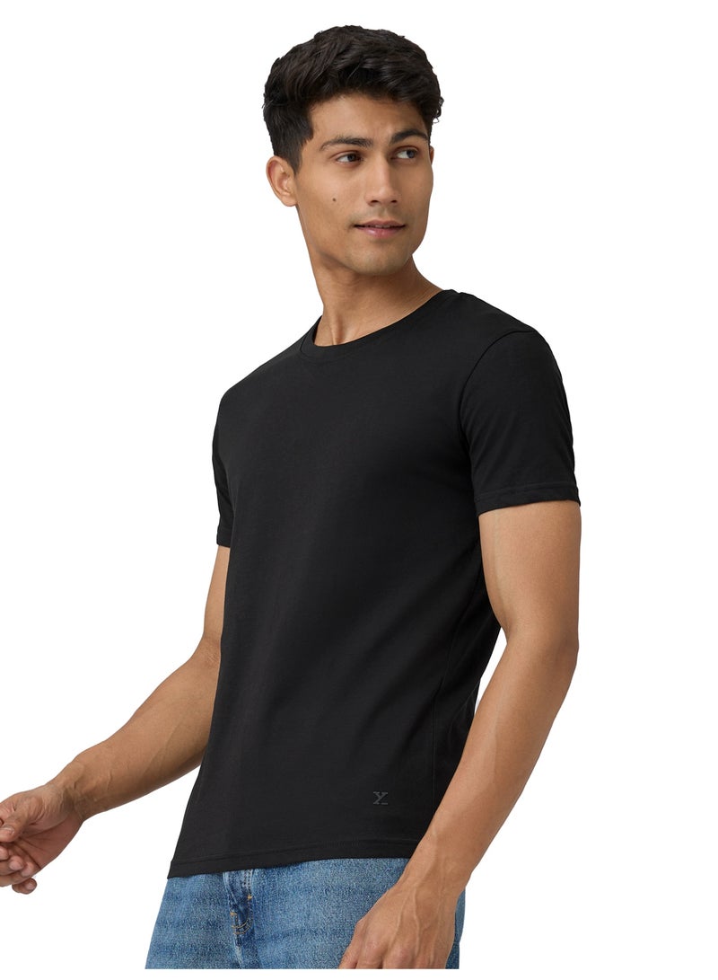 XYXX Men's Super Combed Cotton Regular Fit Pace Crew Neck Half Sleeve T-Shirt Black - Image 3